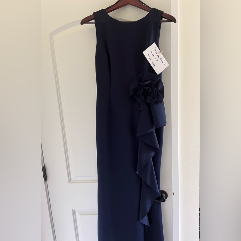 Navy Blue Maxi Dress with flower